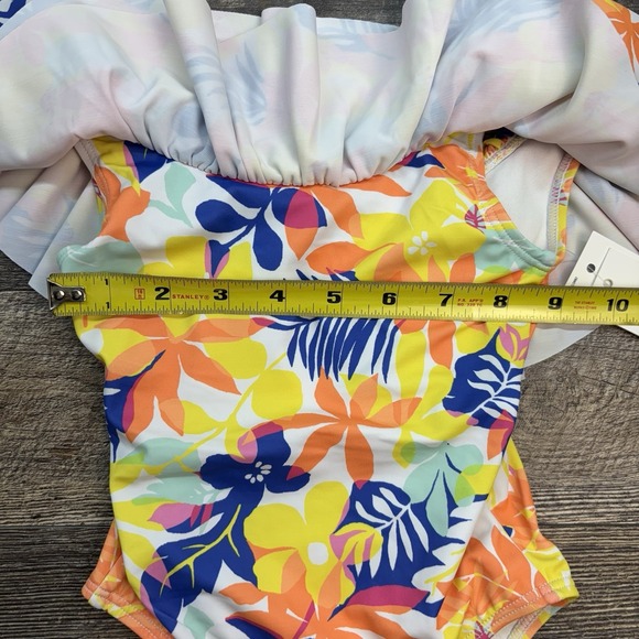 NEW Janie and Jack Recycled Palm Floral Ruffle Swimsuit Sunny‎ Yellow Size 2T - Picture 8 of 8